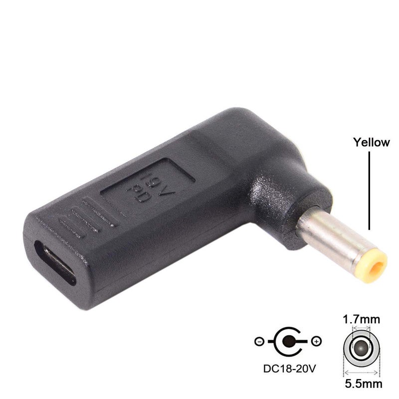 JSER USB 3.1 Type C USB-C Input to DC 5.5MM Output PD Emulator Trigger 90 Degree Angled Adapter (5.5x1.7mm) - Image 2